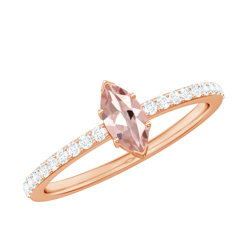1/2 Ct Morganite Marquise Engagement Ring with Diamond Morganite - ( AAA ) - Quality - Rosec Jewels
