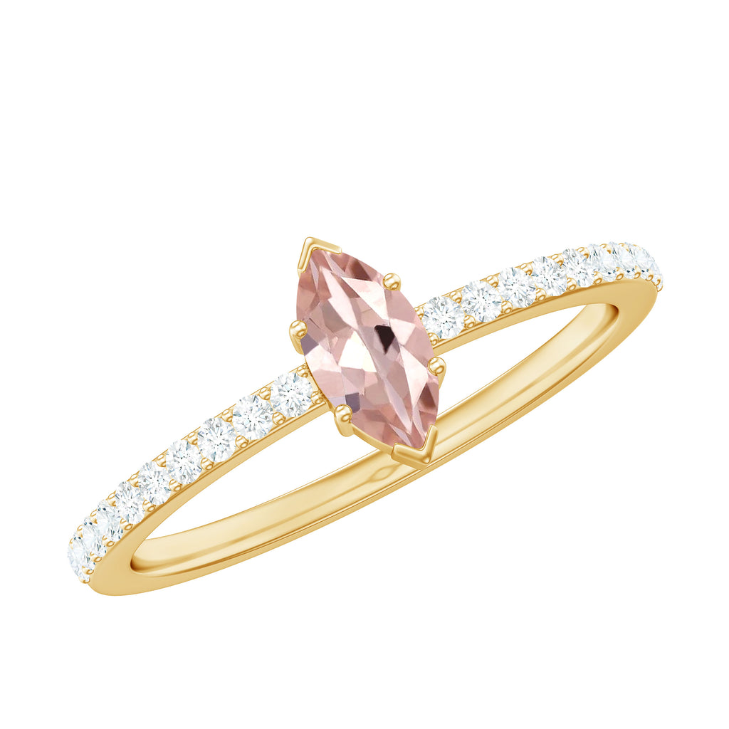 1/2 Ct Morganite Marquise Engagement Ring with Diamond Morganite - ( AAA ) - Quality - Rosec Jewels