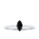 Marquise Cut Black Spinel and Diamond Minimal Promise Ring Black Spinel - ( AAA ) - Quality - Rosec Jewels