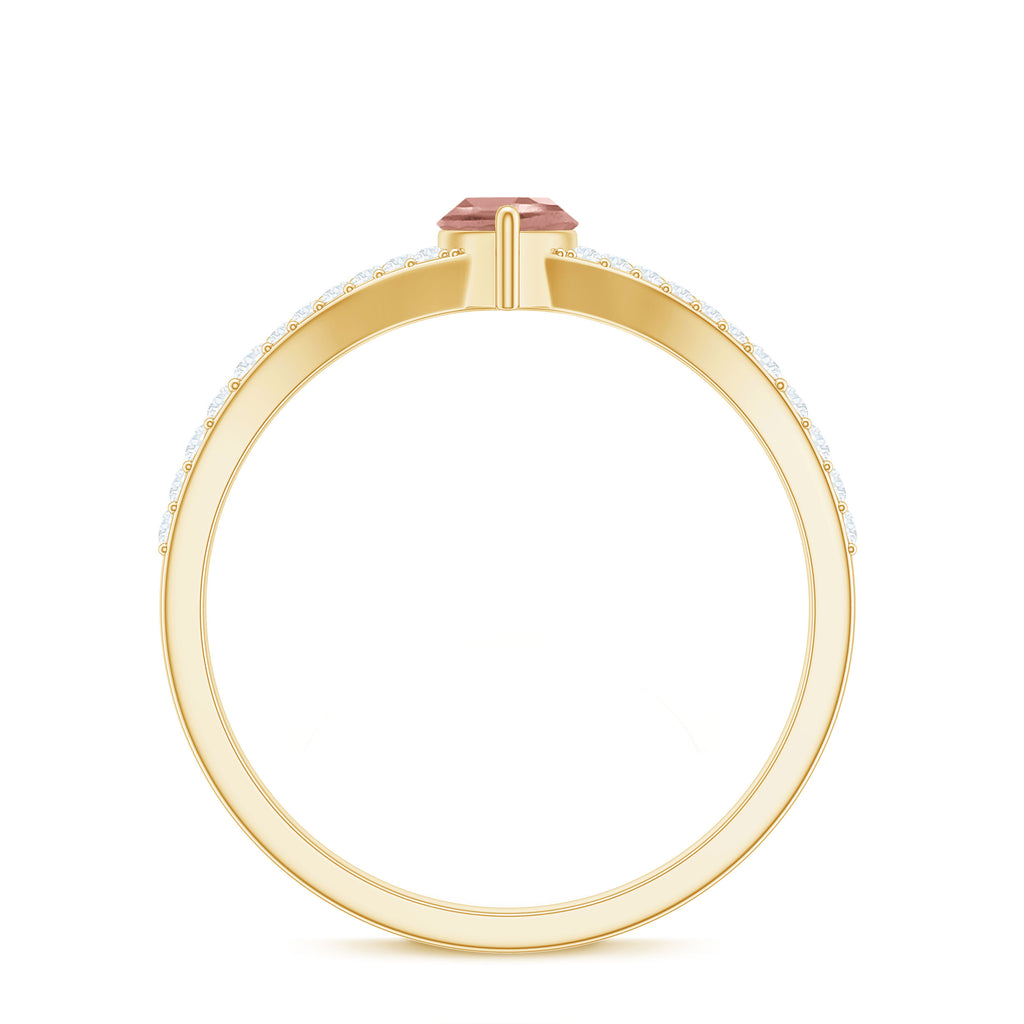 Marquise Morganite Split Shank Engagement Ring with Diamond Morganite - ( AAA ) - Quality - Rosec Jewels