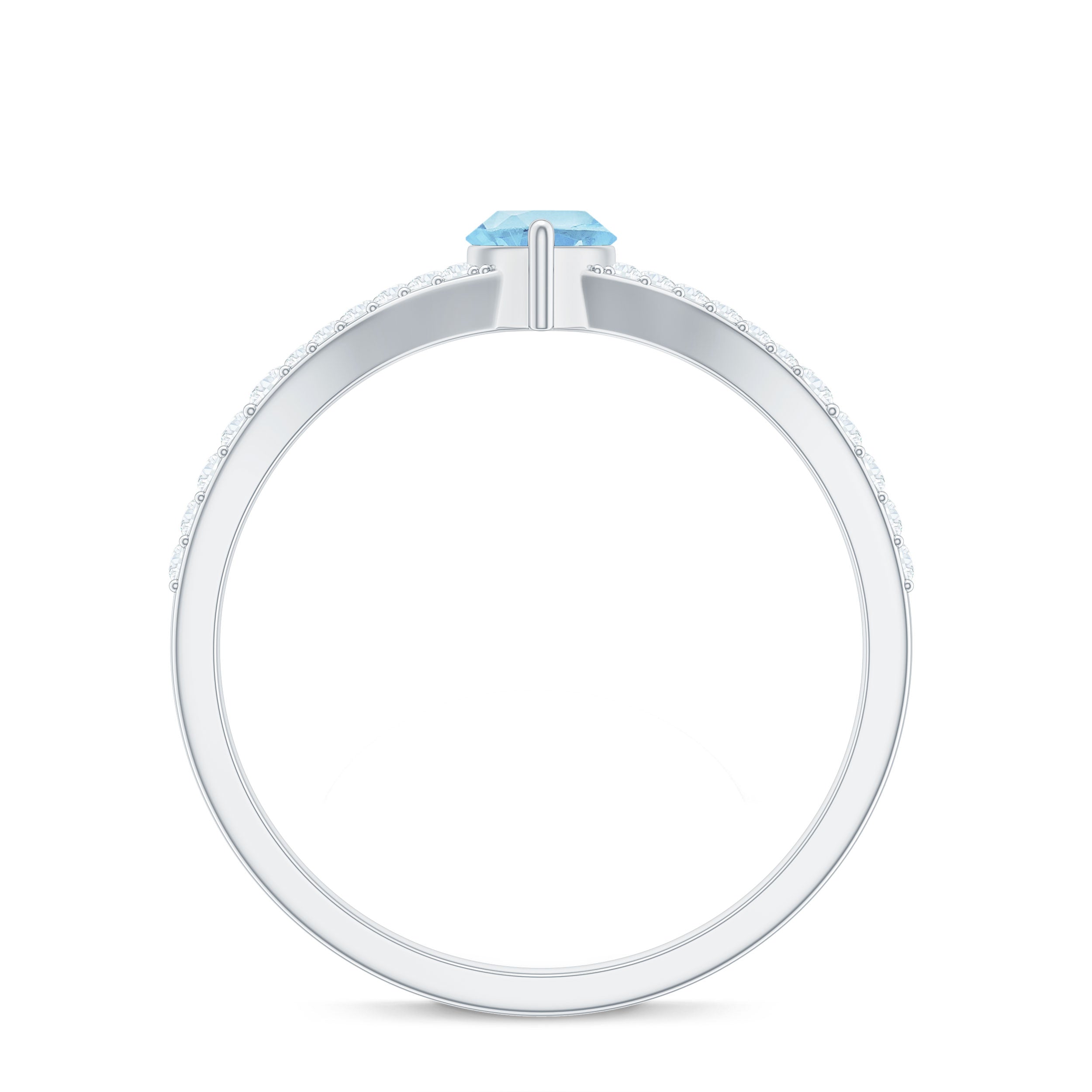 1 Carat Aquamarine Split Shank Engagement Ring with Diamond Aquamarine - ( AAA ) - Quality - Rosec Jewels