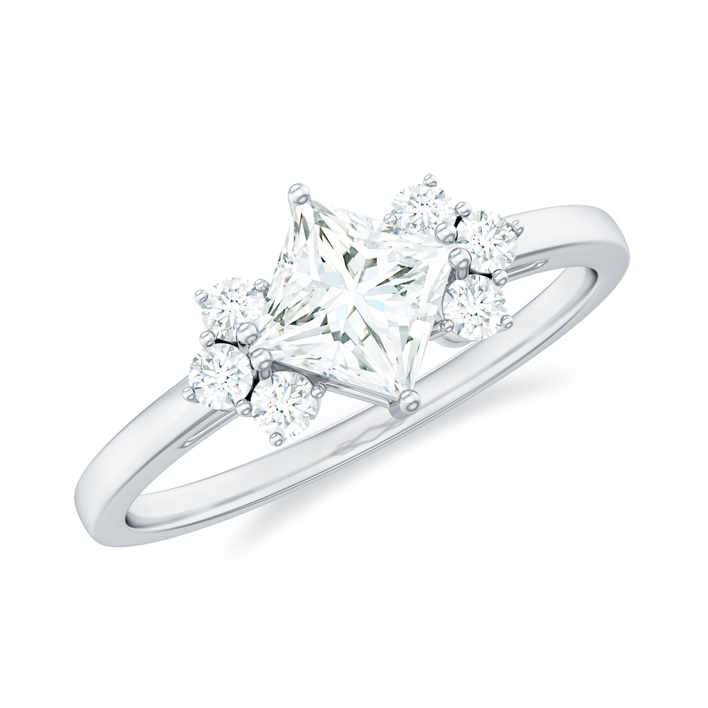 1.25 CT Princess Cut Moissanite Promise Ring in Prong Setting Moissanite - ( D-VS1 ) - Color and Clarity - Rosec Jewels