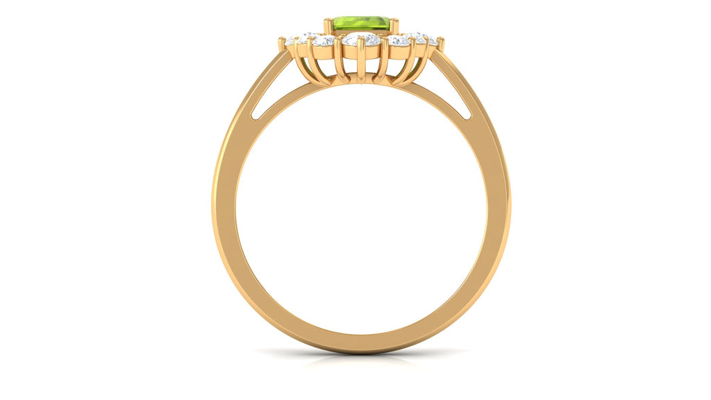 2 CT Classic Peridot Ring with Moissanite Halo Peridot - ( AAA ) - Quality - Rosec Jewels