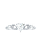 3/4 CT Minimal Moissanite Heart Promise Ring with Gold Beaded Moissanite - ( D-VS1 ) - Color and Clarity - Rosec Jewels