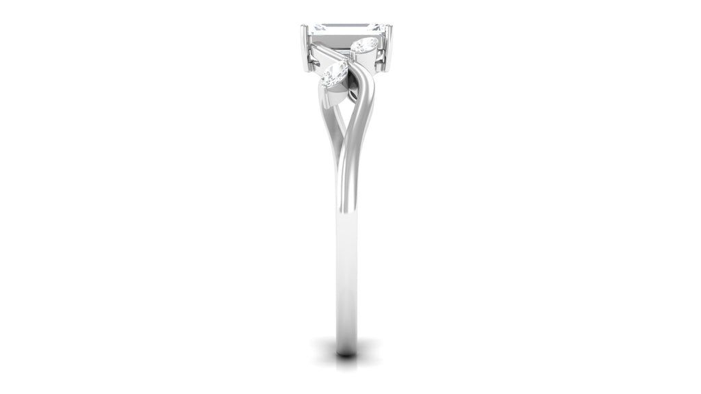 1 CT Octagon Cut Solitaire Zircon Engagement Ring with Split Shank Zircon - ( AAAA ) - Quality - Rosec Jewels