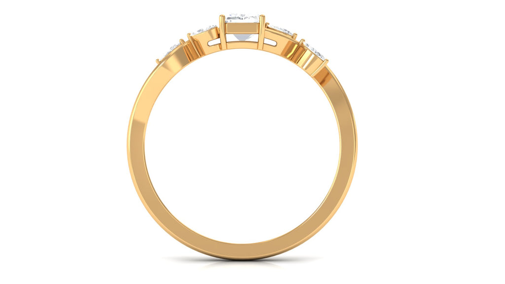 1 CT Octagon Cut Solitaire Zircon Engagement Ring with Split Shank Zircon - ( AAAA ) - Quality - Rosec Jewels