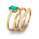1.50 CT Octagon shape Emerald Solitaire Ring Set of 3 with Diamond Emerald - ( AAA ) - Quality - Rosec Jewels