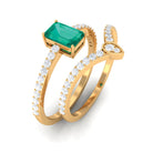 1.50 CT Emerald Solitaire Ring Set with Diamond Enhancer Band Emerald - ( AAA ) - Quality - Rosec Jewels