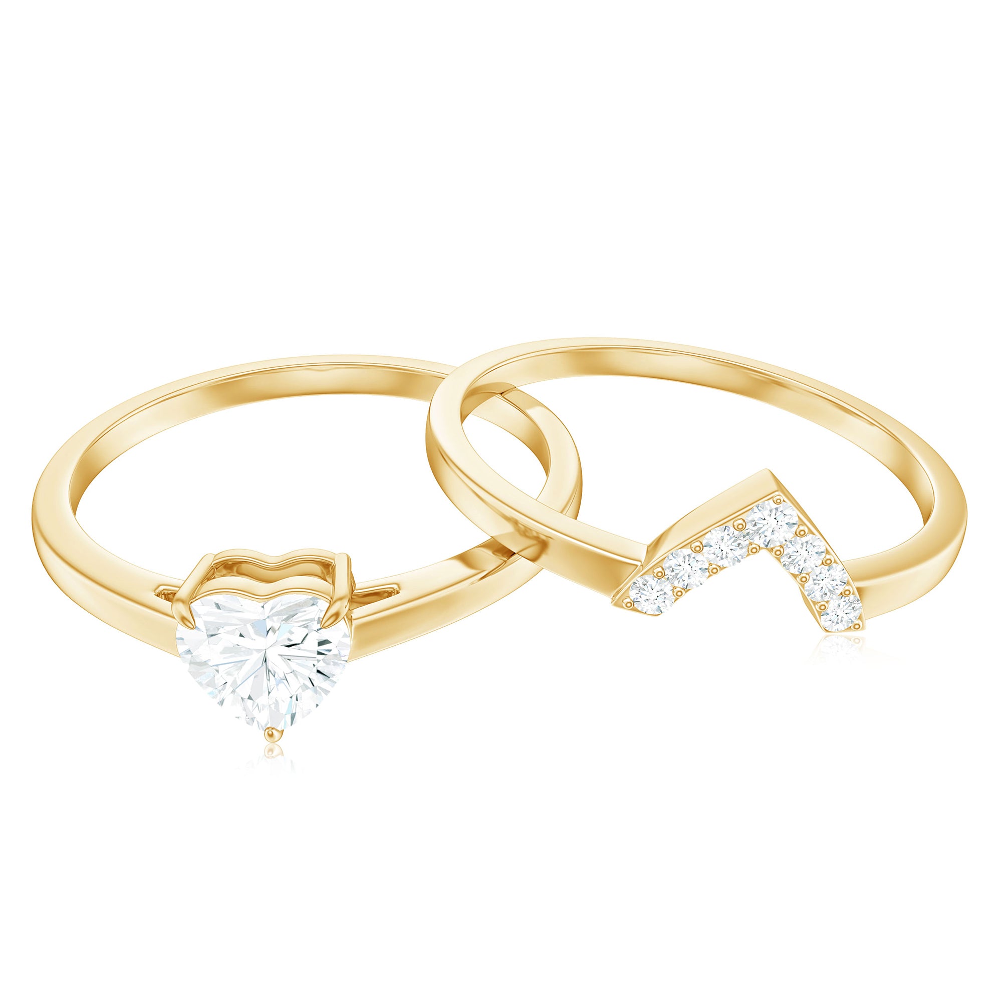 3/4 Carat Moissanite Heart Solitaire Ring Set in Gold Moissanite - ( D-VS1 ) - Color and Clarity - Rosec Jewels