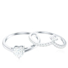 1 CT Heart Shape Cubic Zirconia Wedding Ring Set in Gold Zircon - ( AAAA ) - Quality - Rosec Jewels