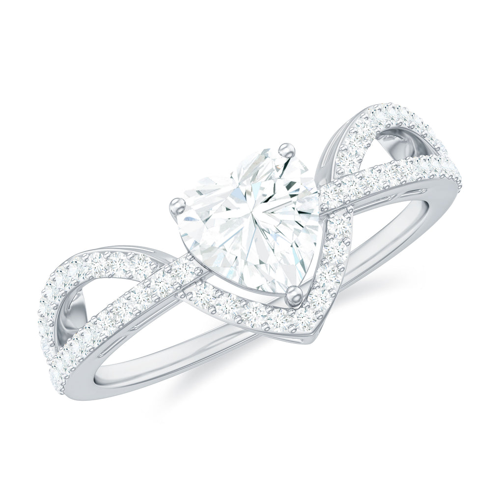 1.50 CT Moissanite Solitaire Heart Designer Engagement Ring Moissanite - ( D-VS1 ) - Color and Clarity - Rosec Jewels
