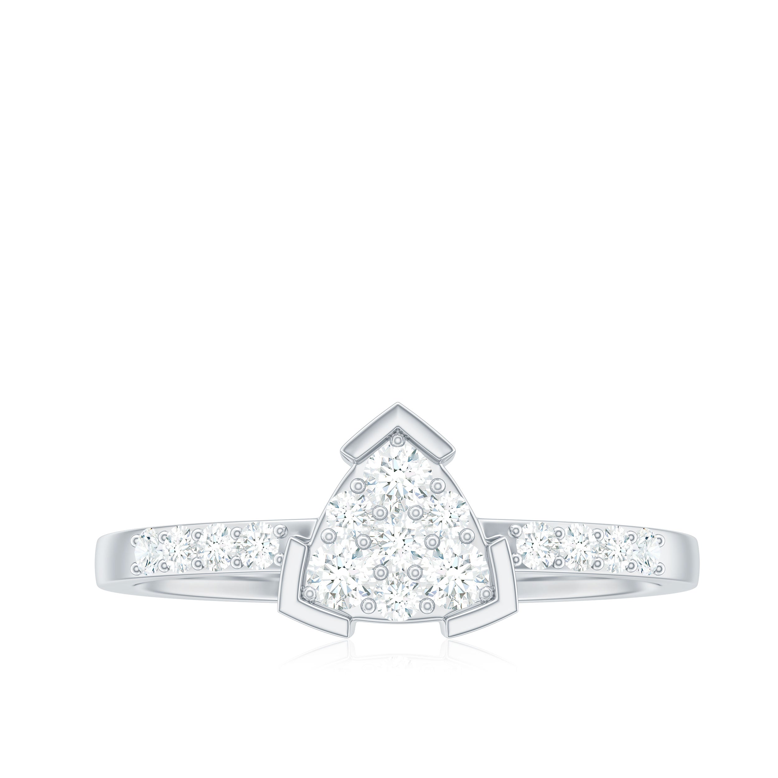 1/2 CT Round Cubic Zirconia Triangular Engagement Ring Zircon - ( AAAA ) - Quality - Rosec Jewels