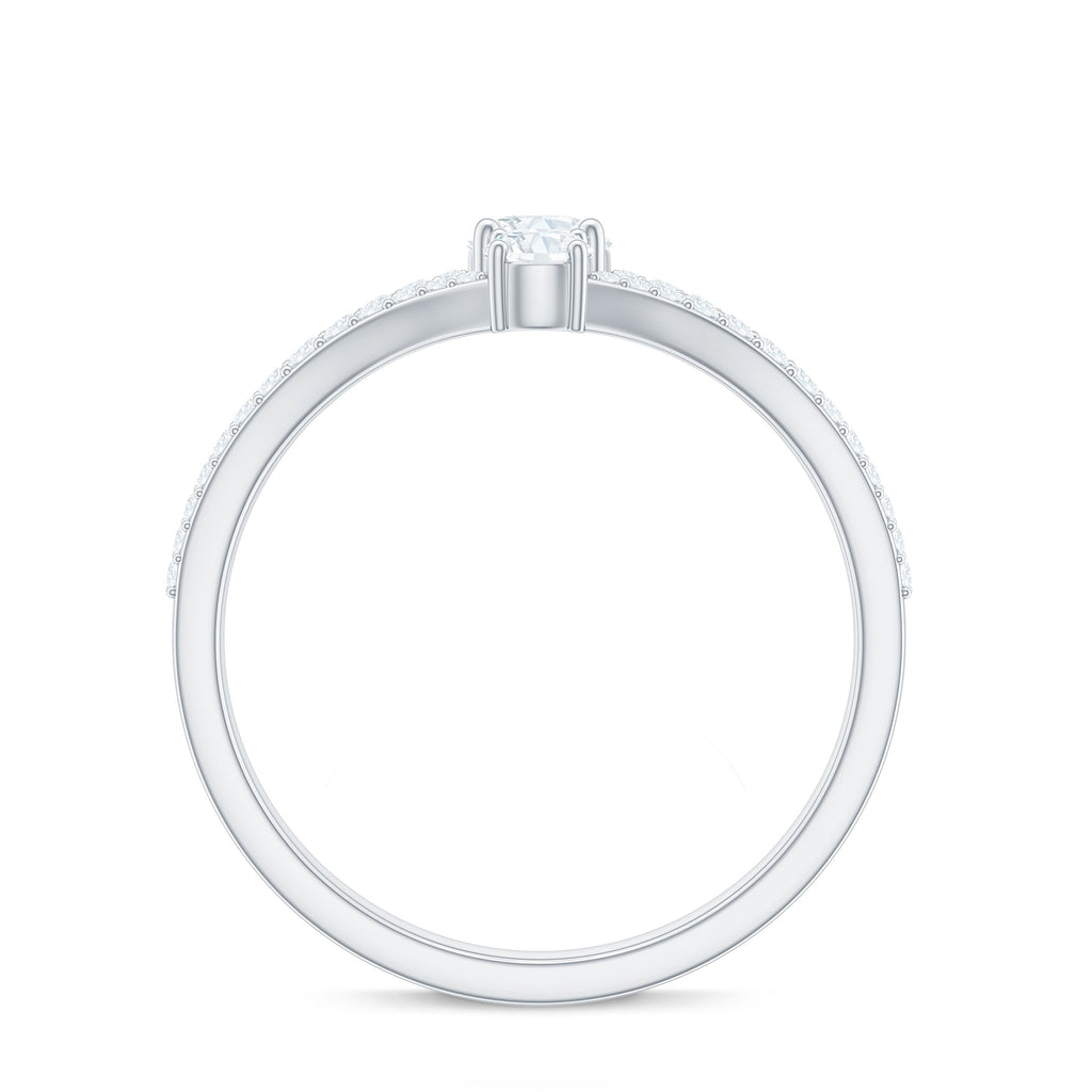 3/4 CT Zircon Two Stone Engagement Ring with Split Shank Zircon - ( AAAA ) - Quality - Rosec Jewels