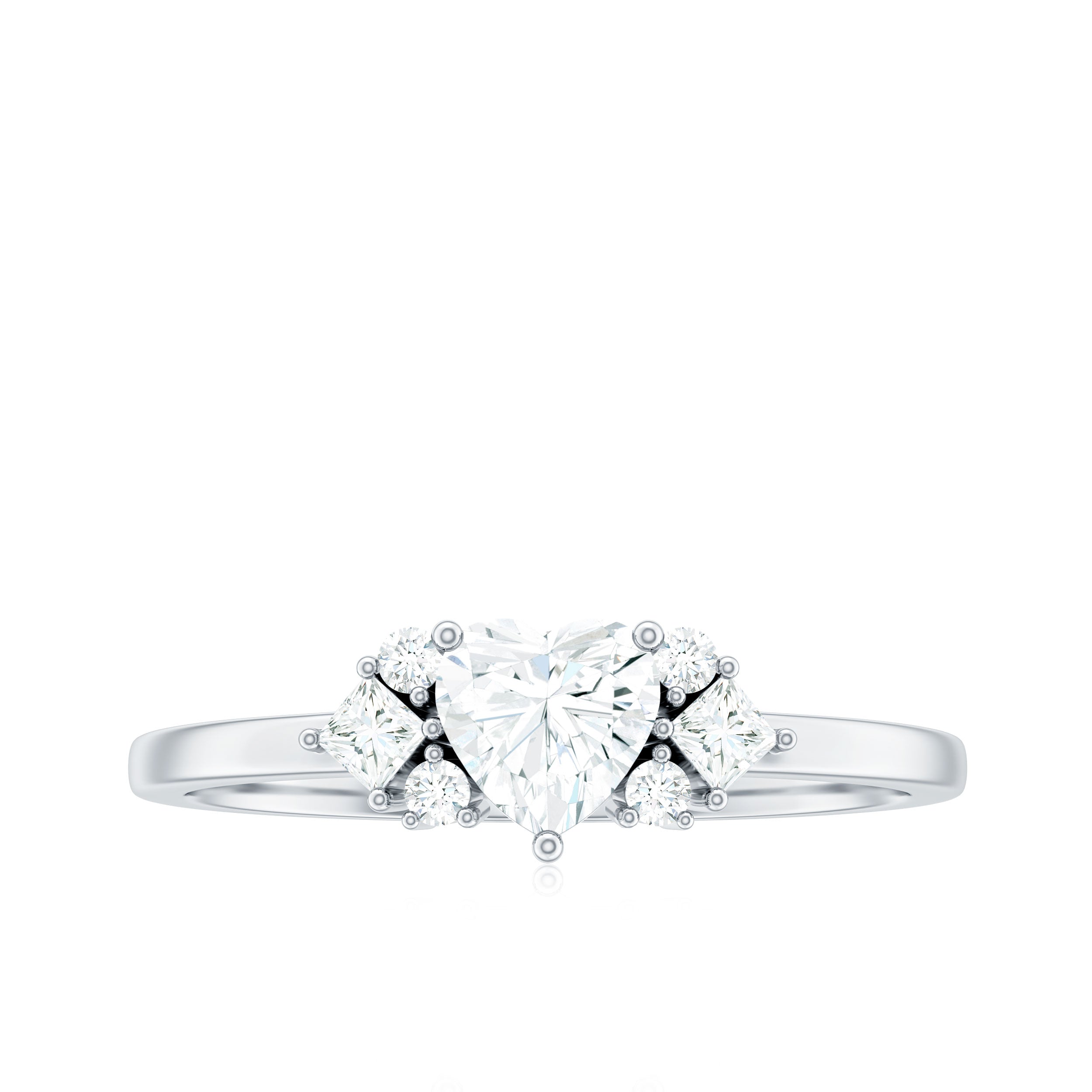 1 CT Minimal Heart Shape Moissanite Engagement Ring Moissanite - ( D-VS1 ) - Color and Clarity - Rosec Jewels