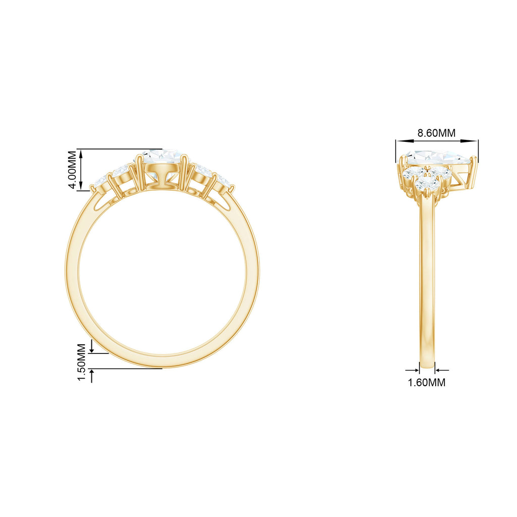 1.75 CT Zircon Teardrop Engagement Ring with Trio Zircon - ( AAAA ) - Quality - Rosec Jewels