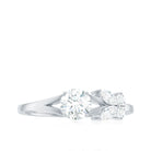 3/4 CT Moissanite Leaf Promise Ring with Split Shank in Gold Moissanite - ( D-VS1 ) - Color and Clarity - Rosec Jewels