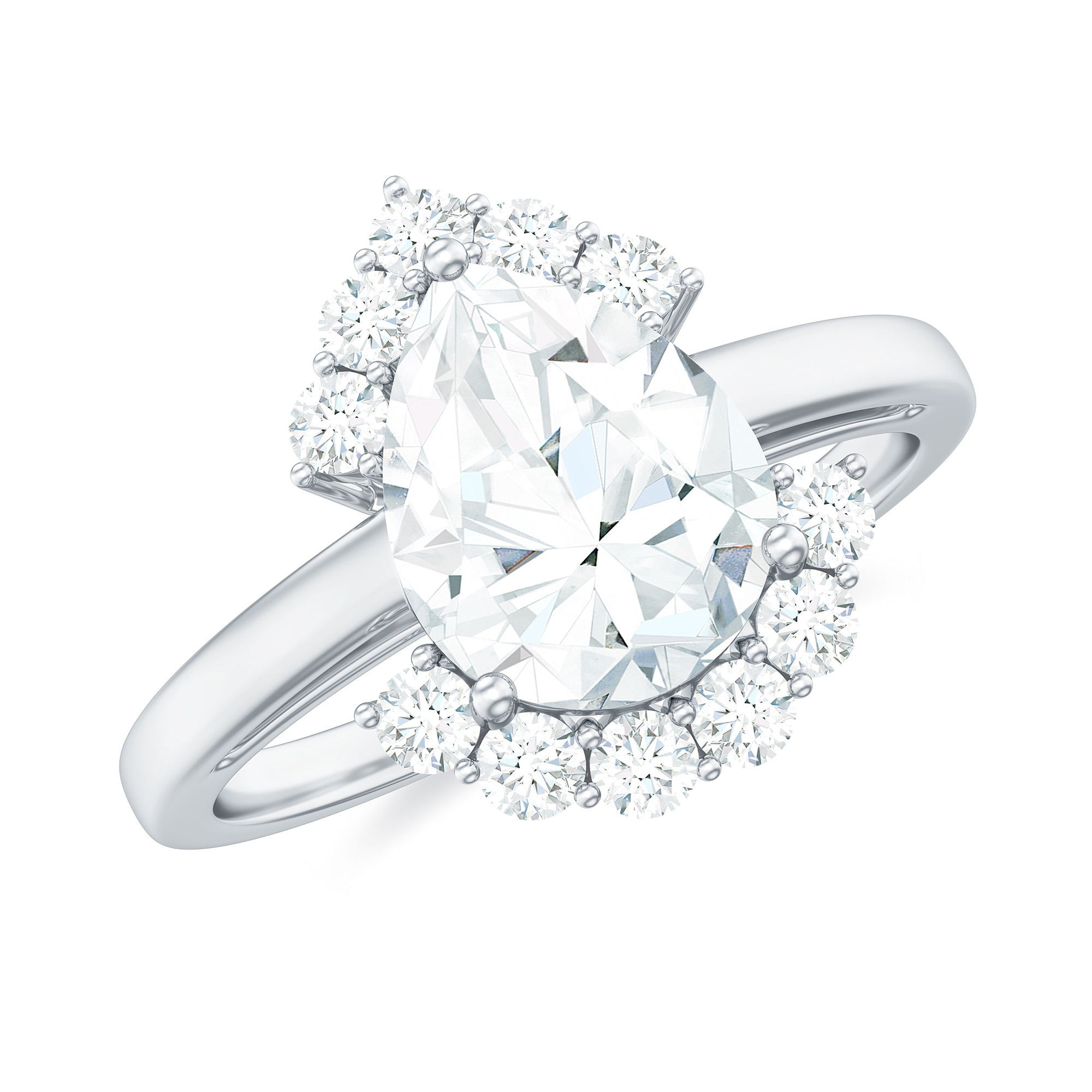 Pear Cut Moissanite Classic Engagement Ring Moissanite - ( D-VS1 ) - Color and Clarity - Rosec Jewels