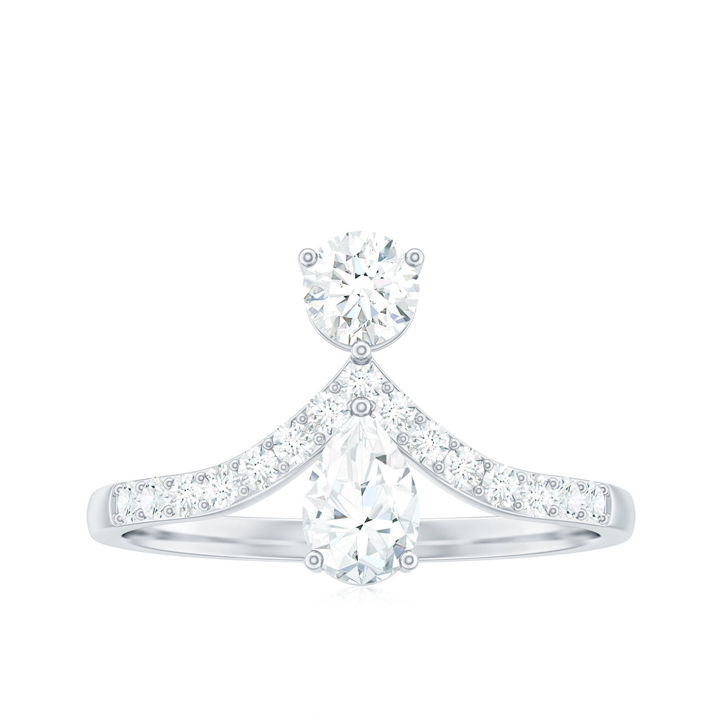 1.25 CT Pear and Round Cut Moissanite Toi et Moi Engagement Ring Moissanite - ( D-VS1 ) - Color and Clarity - Rosec Jewels