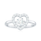 1 CT Round Cut Zircon Heart Engagement Ring with Halo Zircon - ( AAAA ) - Quality - Rosec Jewels