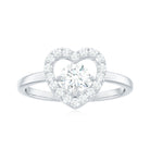 1 CT Round Cut Moissanite Heart Engagement Ring with Halo Moissanite - ( D-VS1 ) - Color and Clarity - Rosec Jewels