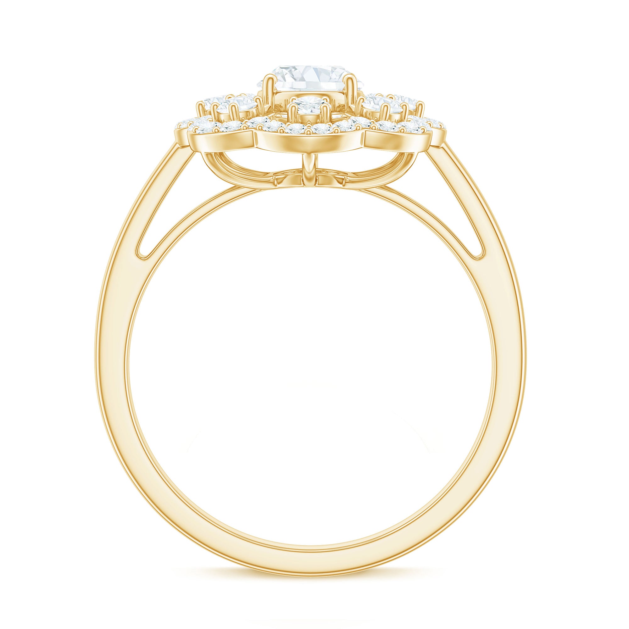 2.25 CT Cubic Zirconia Vintage Engagement Ring in Gold Zircon - ( AAAA ) - Quality - Rosec Jewels
