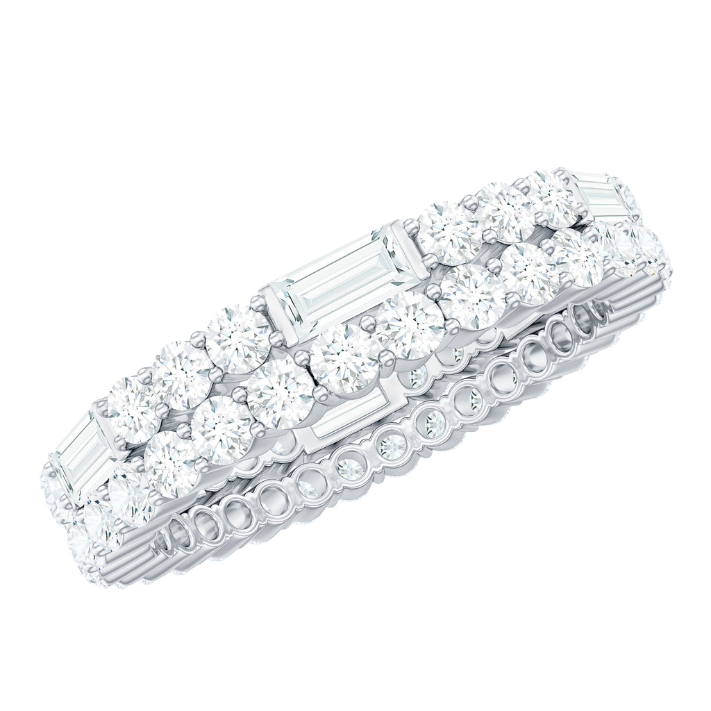 3 CT Cubic Zirconia Two Row Eternity Ring in Gold Zircon - ( AAAA ) - Quality - Rosec Jewels