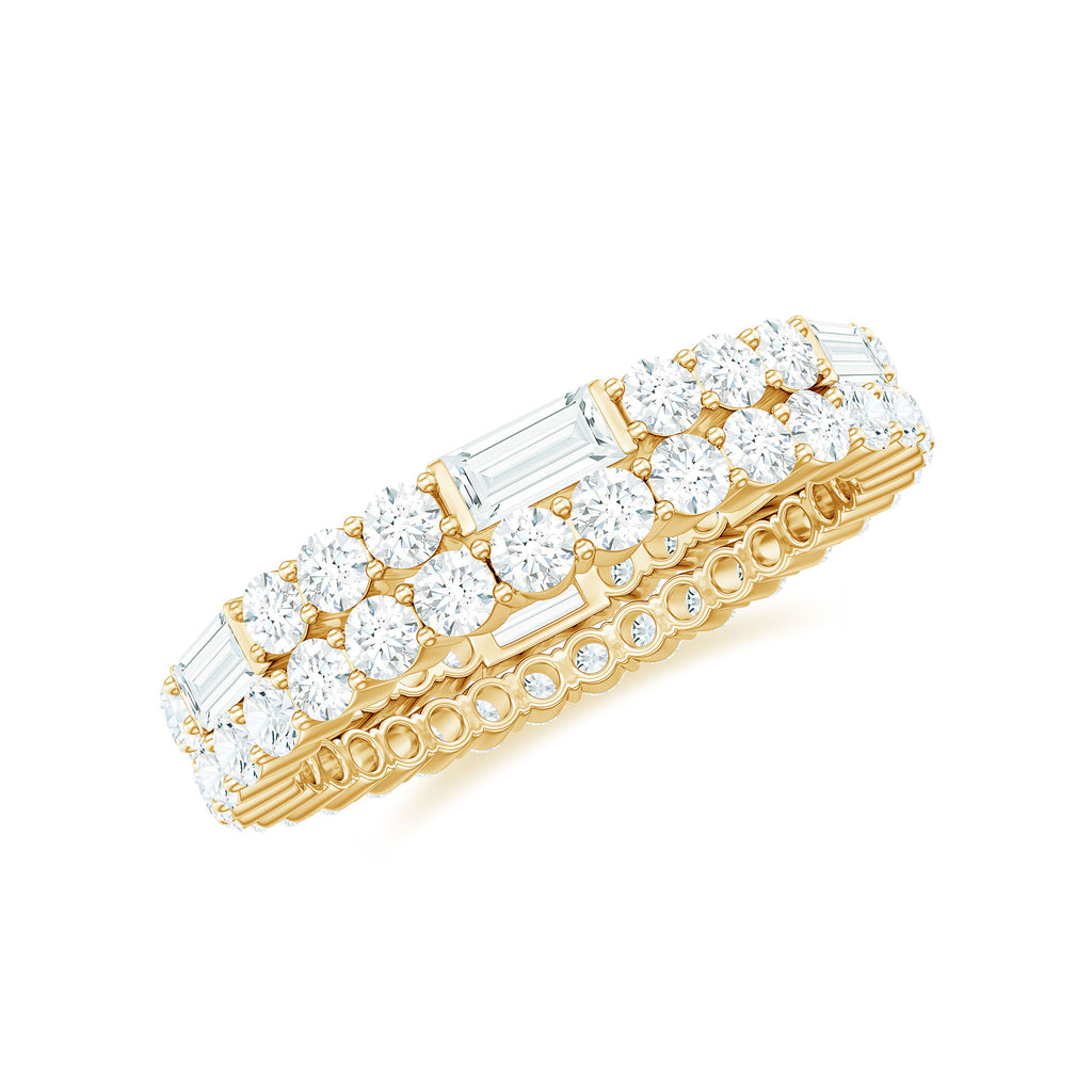 3.75 CT Certified Moissanite Two Row Eternity Ring in Gold Moissanite - ( D-VS1 ) - Color and Clarity - Rosec Jewels