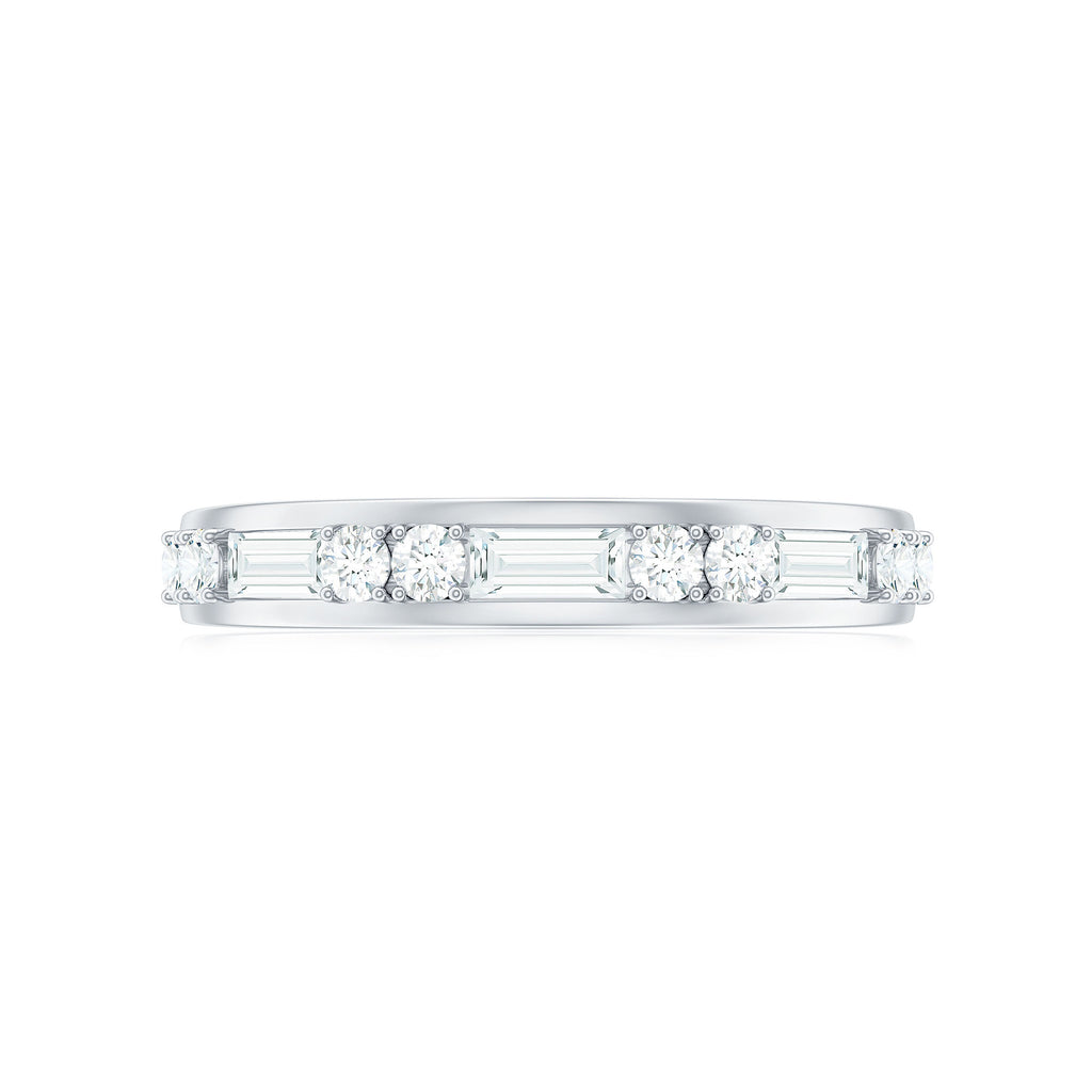3/4 CT Channel Set Moissanite Half Eternity Band Ring Moissanite - ( D-VS1 ) - Color and Clarity - Rosec Jewels