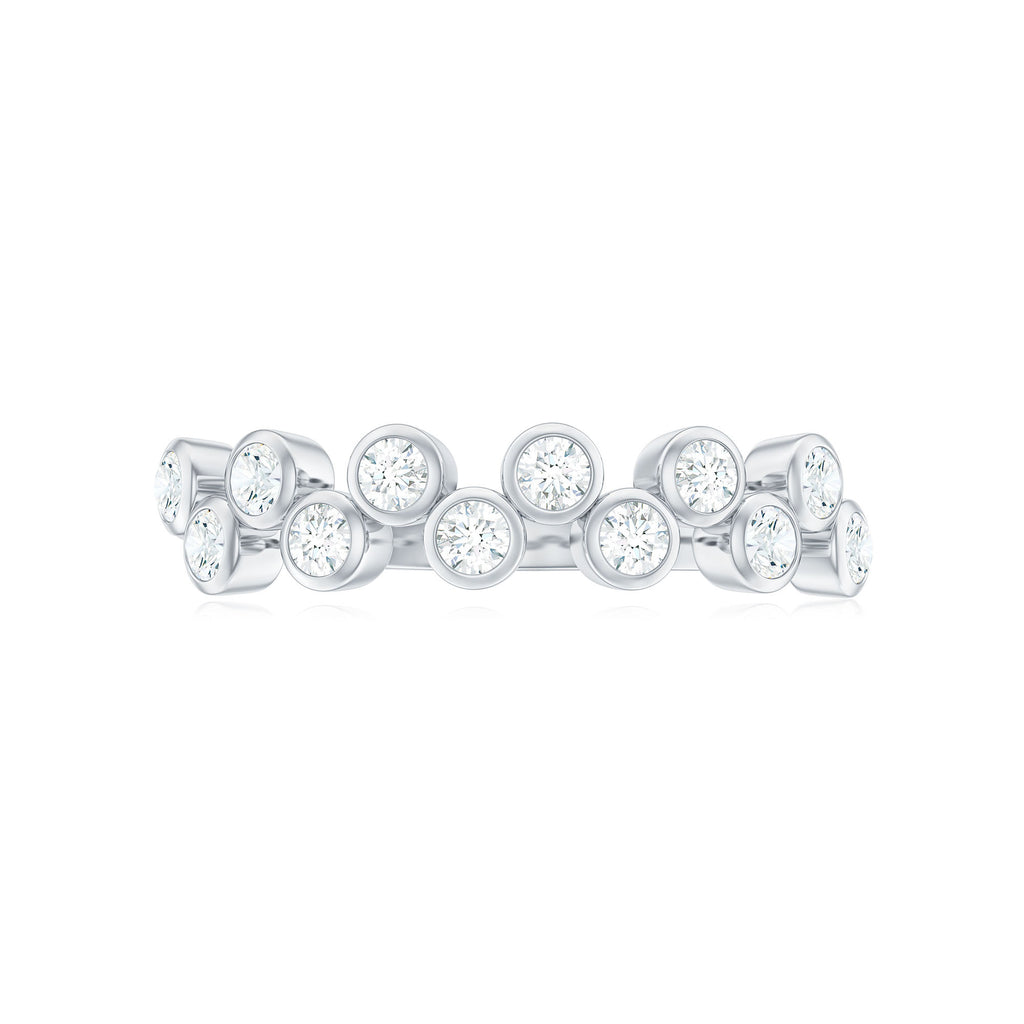 3/4 CT Bezel Set Moissanite Simple Half Eternity Ring Moissanite - ( D-VS1 ) - Color and Clarity - Rosec Jewels