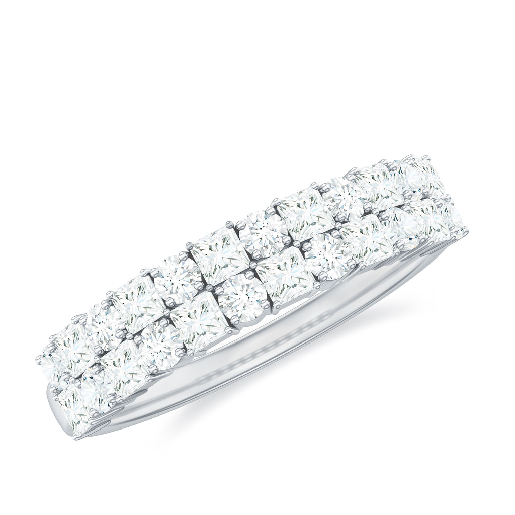 1.50 CT Double Row Moissanite Half Eternity Wedding Band Moissanite - ( D-VS1 ) - Color and Clarity - Rosec Jewels