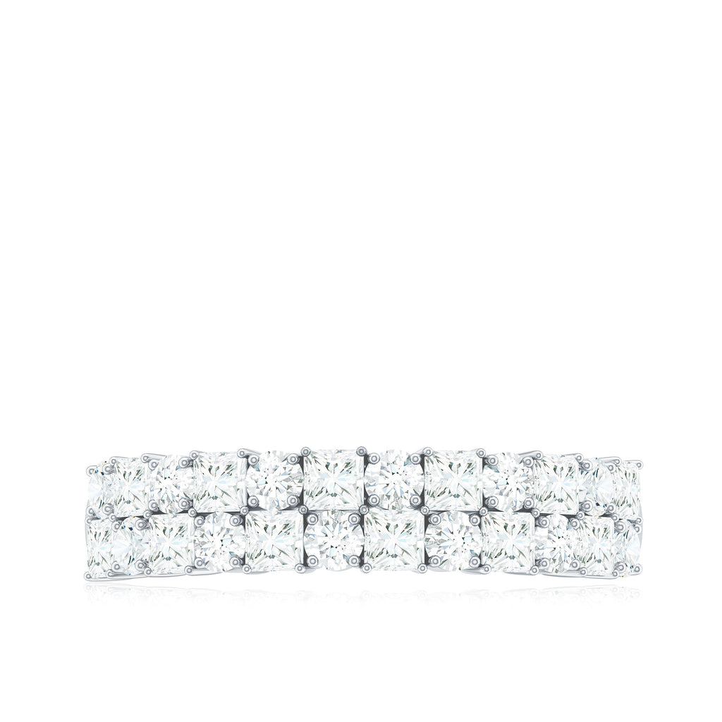 1.50 CT Double Row Moissanite Half Eternity Wedding Band Moissanite - ( D-VS1 ) - Color and Clarity - Rosec Jewels