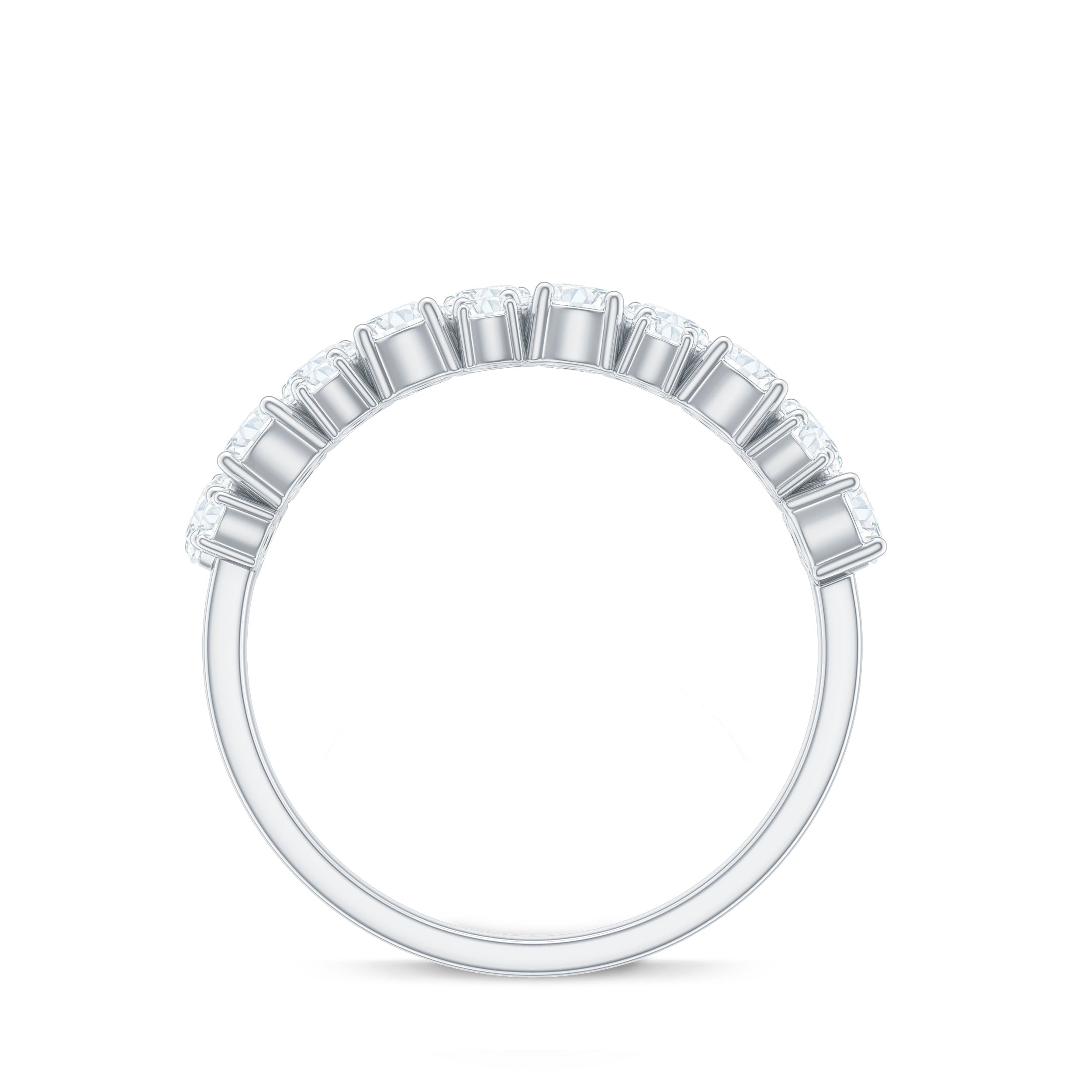 1.50 CT Round Cubic Zirconia Cluster Half Eternity Ring Zircon - ( AAAA ) - Quality - Rosec Jewels