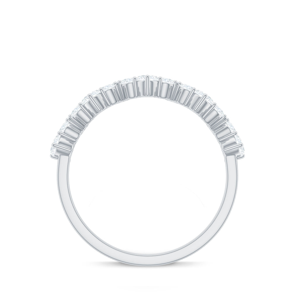 Round Simulated Diamond Zig Zag Half Eternity Ring Zircon - ( AAAA ) - Quality - Rosec Jewels