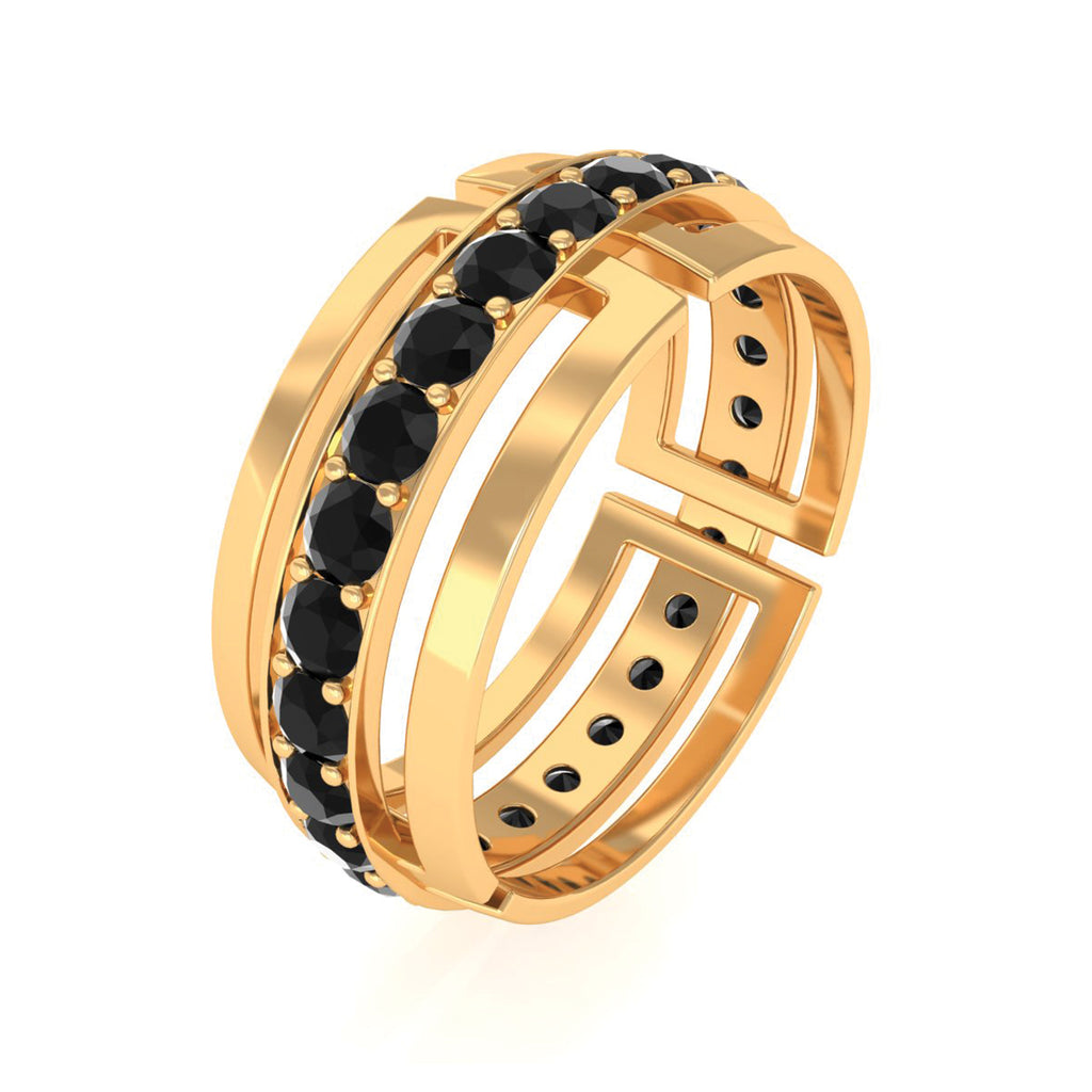 Certified Lab Created Black Diamond and Gold Eternity Band Ring Lab Created Black Diamond - ( AAAA ) - Quality - Rosec Jewels