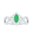 1.50 CT Marquise Emerald Crossover Engagement Ring with Diamond Halo Emerald - ( AAA ) - Quality - Rosec Jewels