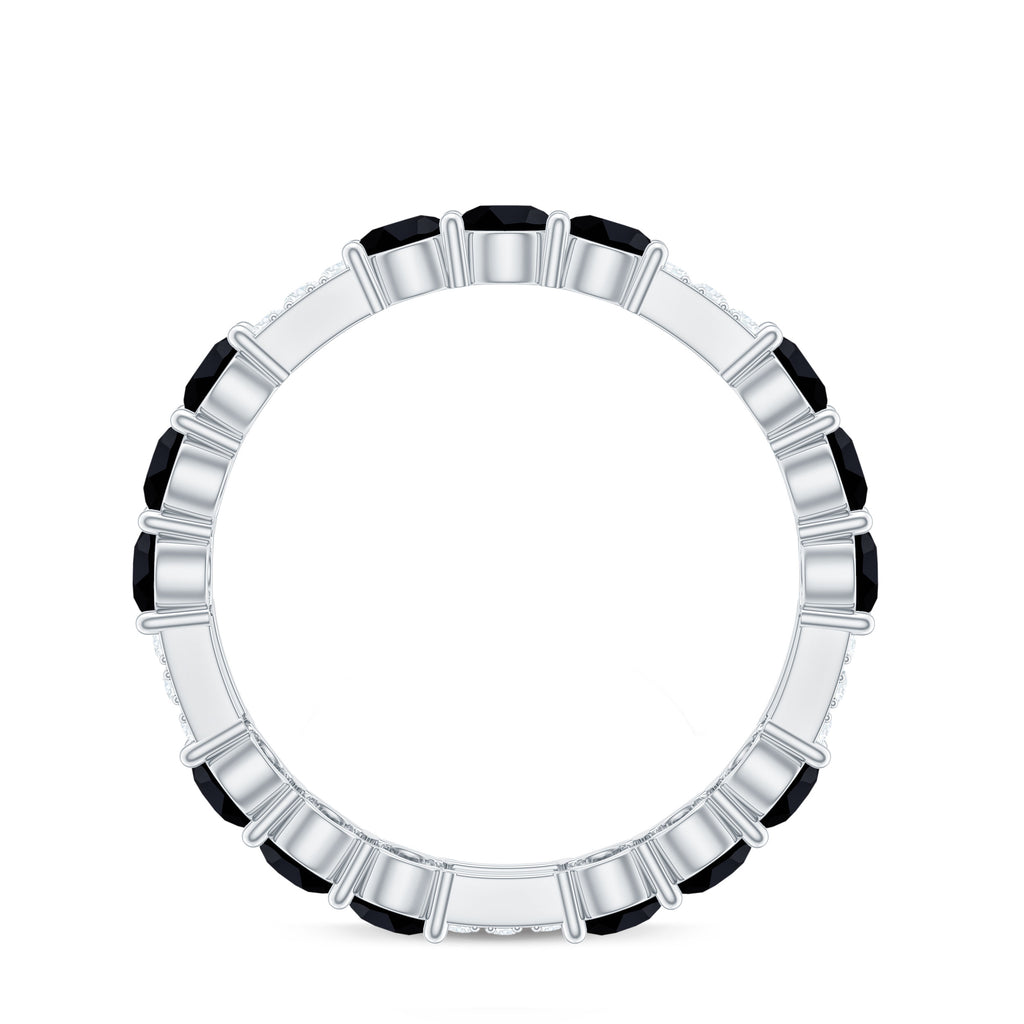 Created Black Diamond and Diamond Designer Eternity Band Ring Lab Created Black Diamond - ( AAAA ) - Quality - Rosec Jewels