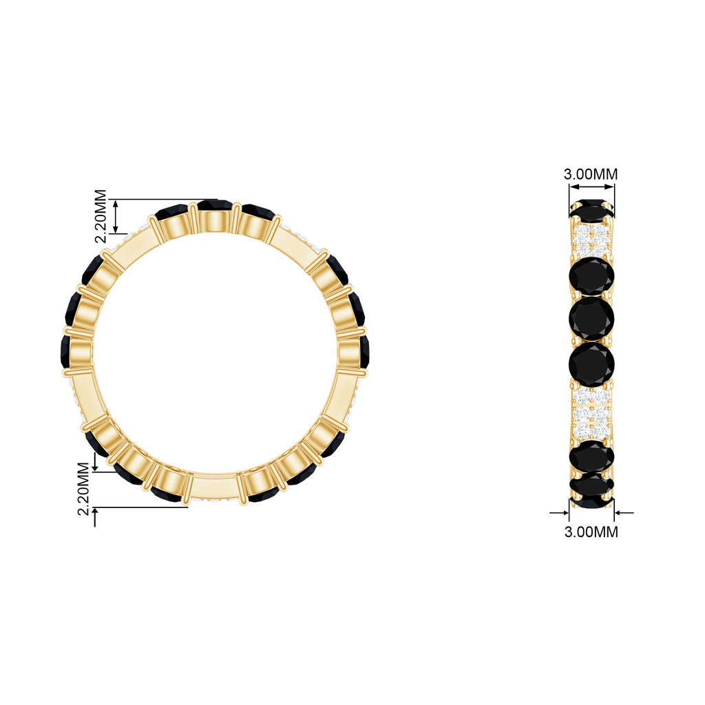 Created Black Diamond and Diamond Designer Eternity Band Ring Lab Created Black Diamond - ( AAAA ) - Quality - Rosec Jewels