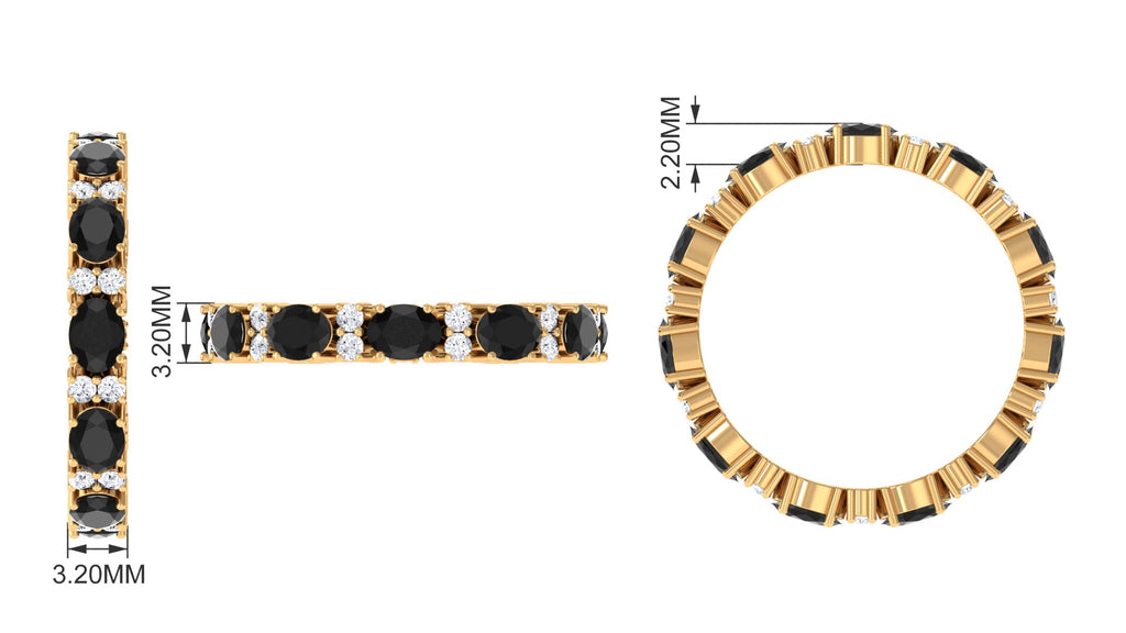 Oval Cut Created Black Diamond East West Eternity Ring with Accent Lab Created Black Diamond - ( AAAA ) - Quality - Rosec Jewels