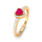 Heart Shape Ruby and Diamond Halo Engagement Ring Ruby - ( AAA ) - Quality - Rosec Jewels