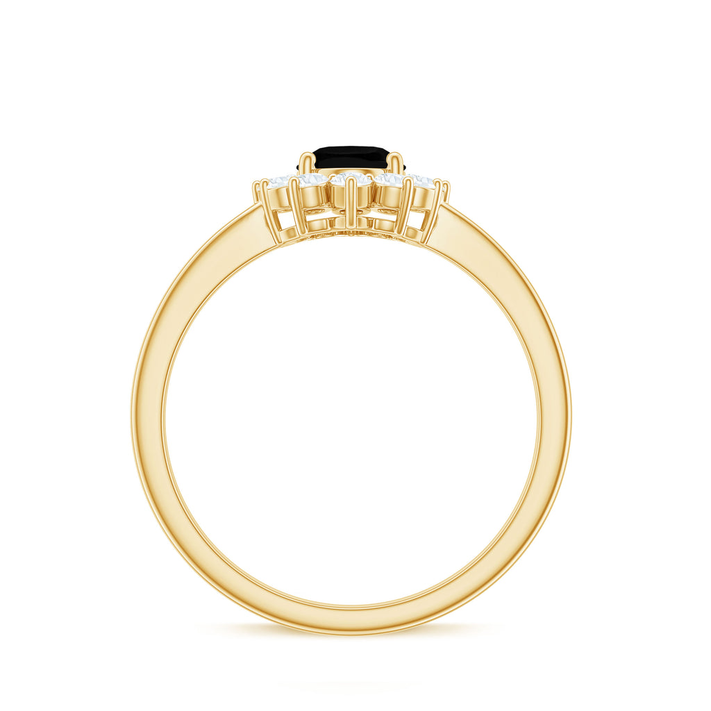 Princess Diana Inspired Created Black Diamond and Diamond Engagement Ring Lab Created Black Diamond - ( AAAA ) - Quality - Rosec Jewels