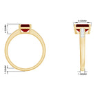 Emerald Cut Certified Created Ruby Solitaire Ring with Diamond Lab Created Ruby - ( AAAA ) - Quality - Rosec Jewels