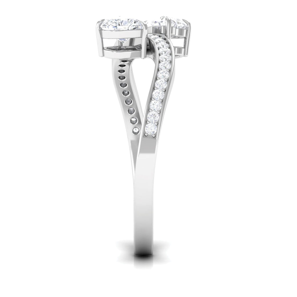 Heart Shape Cubic Zirconia Toi Et Moi Engagement Ring Zircon - ( AAAA ) - Quality - Rosec Jewels