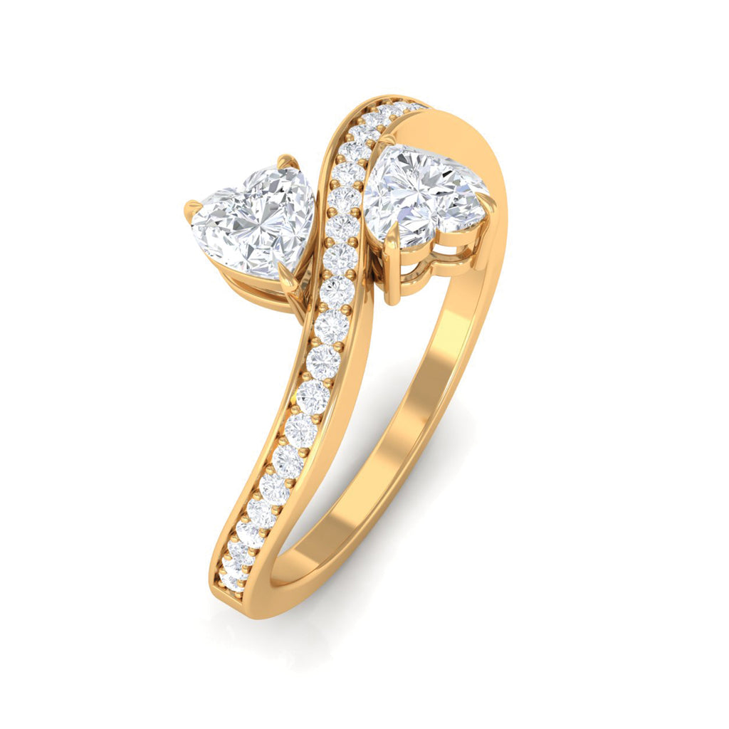 Heart Shape Cubic Zirconia Toi Et Moi Engagement Ring Zircon - ( AAAA ) - Quality - Rosec Jewels