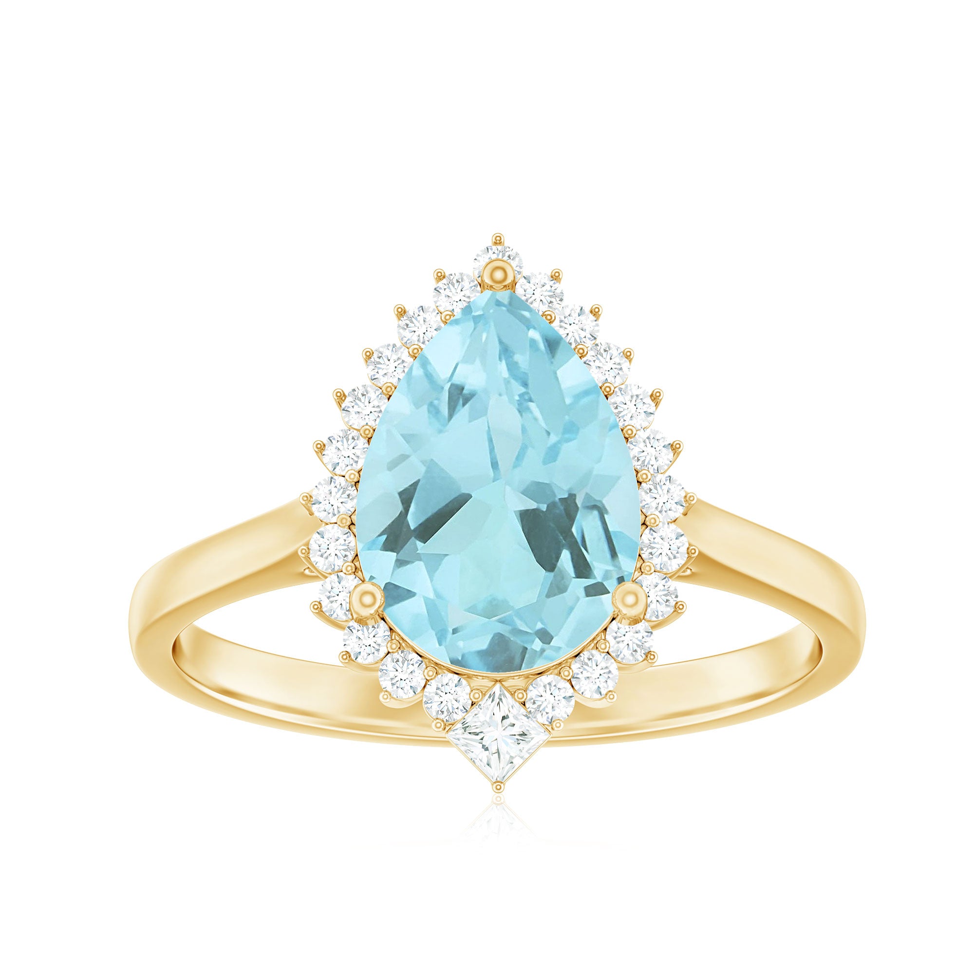 Pear Shaped Sky Blue Topaz and Diamond Halo Cocktail Ring Sky Blue Topaz - ( AAA ) - Quality - Rosec Jewels
