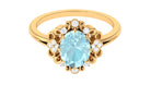 Vintage Inspired Sky Blue Topaz Engagement Ring with Diamond Sky Blue Topaz - ( AAA ) - Quality - Rosec Jewels