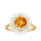 2 CT Round Citrine Cocktail Ring with Moissanite Double Halo Citrine - ( AAA ) - Quality - Rosec Jewels