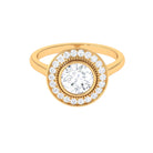 2 CT Vintage Inspired Round Moissanite Halo Engagement Ring in Gold Moissanite - ( D-VS1 ) - Color and Clarity - Rosec Jewels