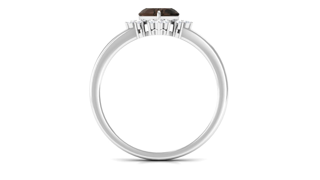Heart Shape Smoky Quartz Engagement Ring with Diamond Smoky Quartz - ( AAA ) - Quality - Rosec Jewels