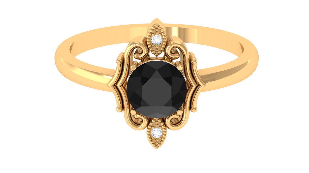 Kat Von D Inspired Black Diamond Solitaire Engagement Ring Black Diamond - ( AAA ) - Quality - Rosec Jewels