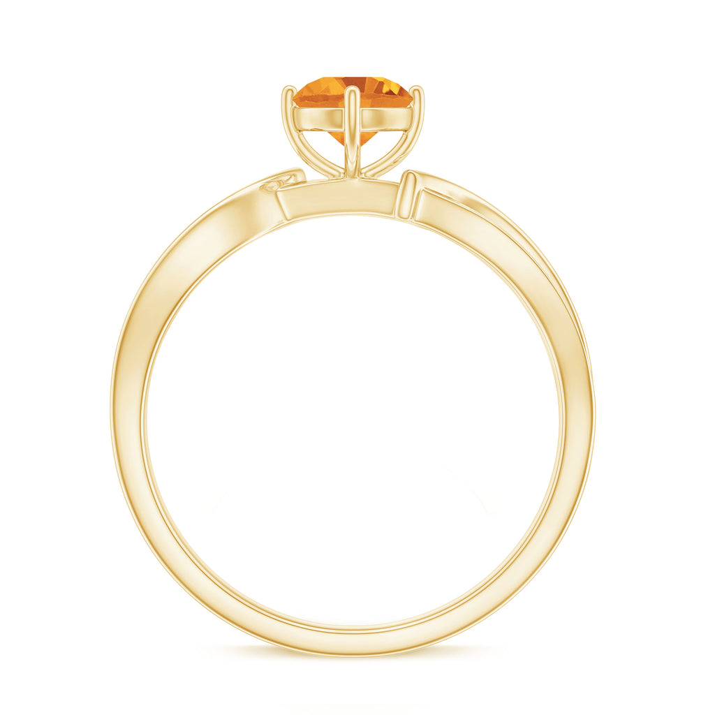 Infinity Shank Round Citrine Engagement Ring with Diamond Citrine - ( AAA ) - Quality - Rosec Jewels